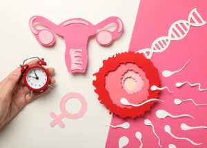 Útero con reloj y espermatozoides